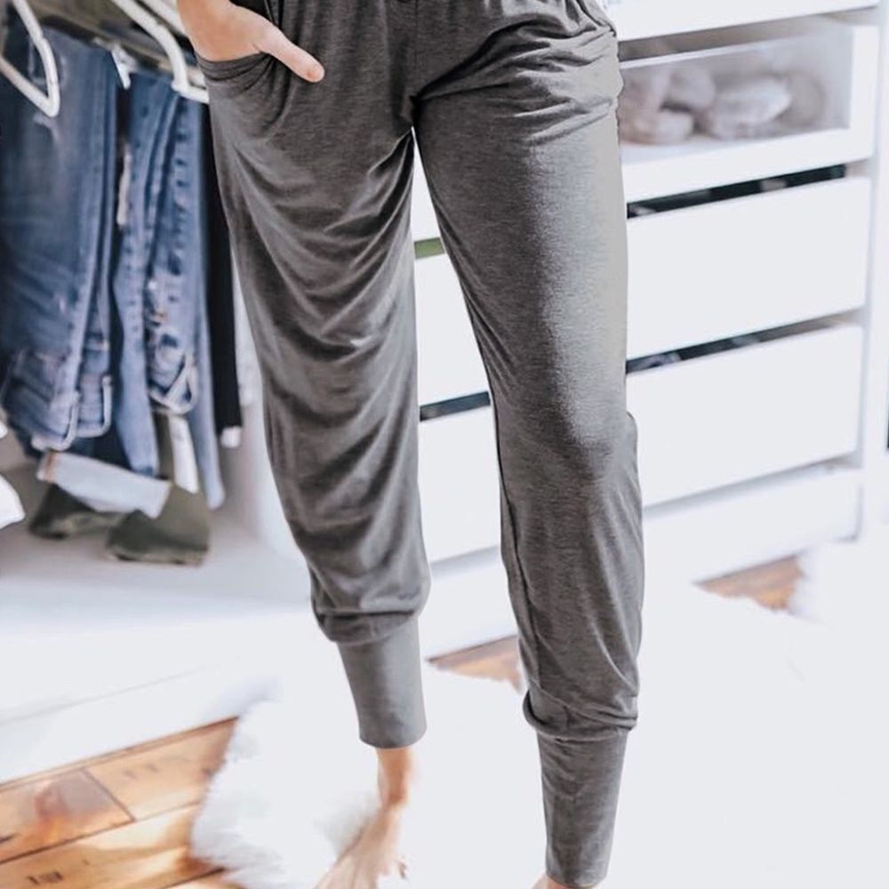 Gray drawstring jogger pants - Picture 3 of 7